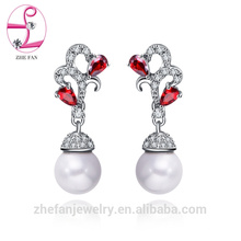 Boucles d&#39;oreilles spirales en argent 925 plaqué or avec perle